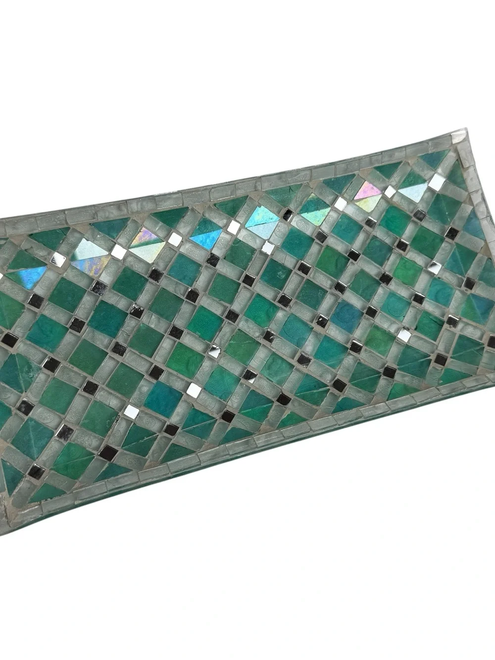 Pier 1 Green and Teal Mosaic Glass Wall Panel